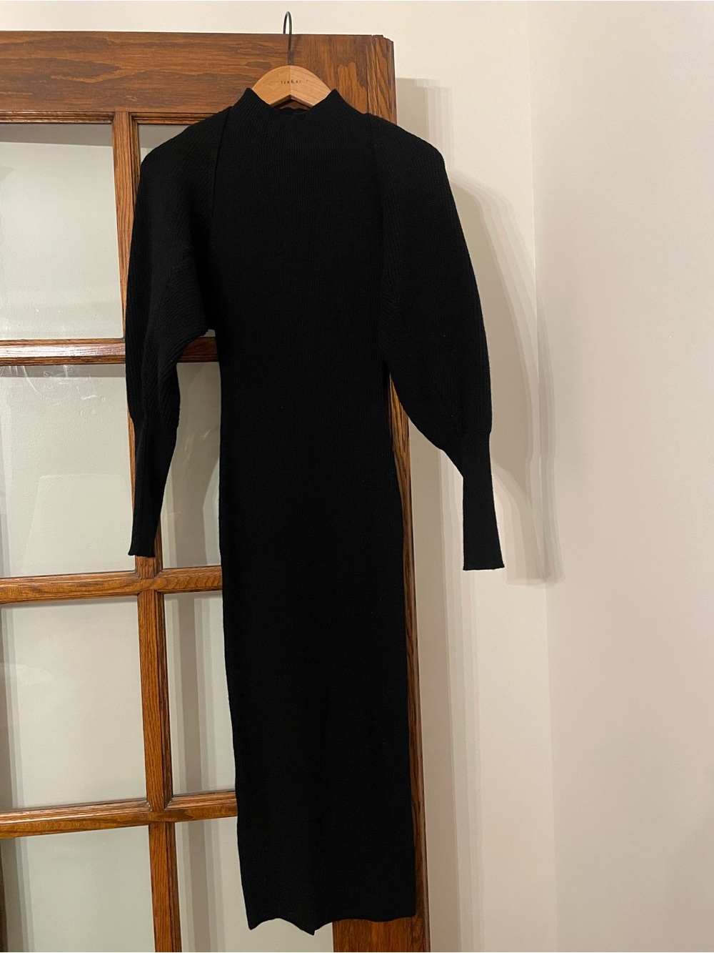 Black Sleeveless Ribbed Knit Dress With Cropped Cardigan